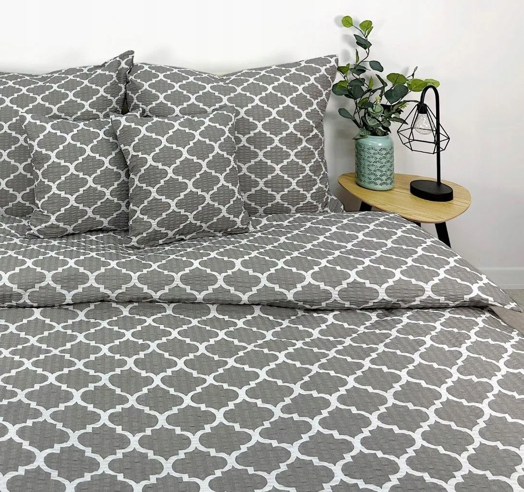 Ágyneműhuzat Extra marokkói lóhere marokkói szürke 160x200 geometrikus