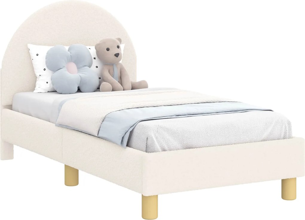 vidaXL Gyerekágy keret fejtámlával Krém 70 x 140 cm Juh Gyapjú