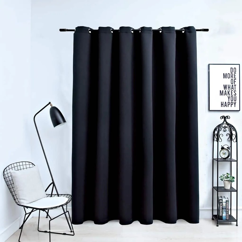vidaXL fekete sötétítőfüggöny fémkarikákkal 290 x 245 cm