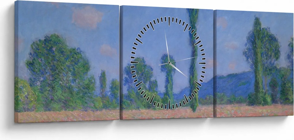 Kép - Claude Monet, Poppy Field (Giverny), reprodukciók (órával) (90x30 cm)