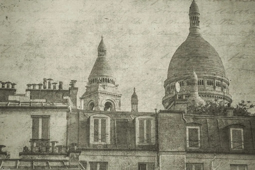 Poszter 45x30cm Lakóépületek kupolákkal Sacre Coeur Bazilika, Assaf Fr