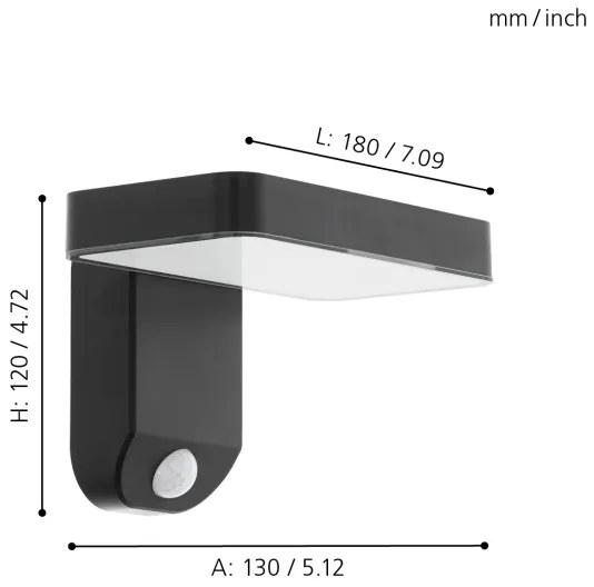 Eglo 98191 - LED napelemes fali lámpa érzékelővel PASTION LED/4,5W/3,7V IP44