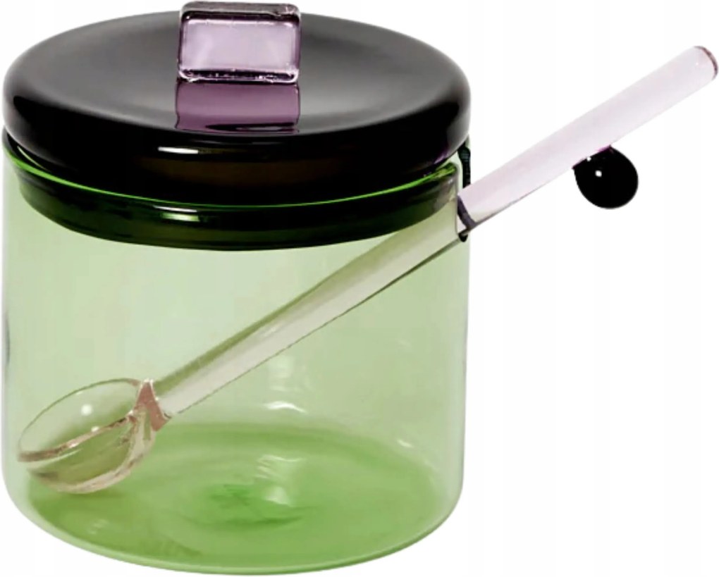 Cukortartó kanállal Areaware Everything Nice Zöld Üveg Cukrászda