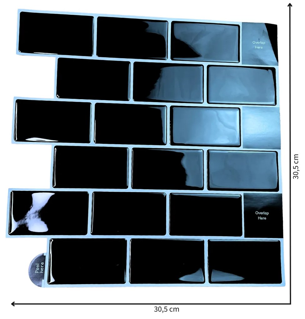 PIPPER | Felragasztható csempe - 3D mozaik - Fekete tégla