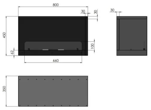 InFire - Sarok biokandalló 80x45 cm 3kW fekete