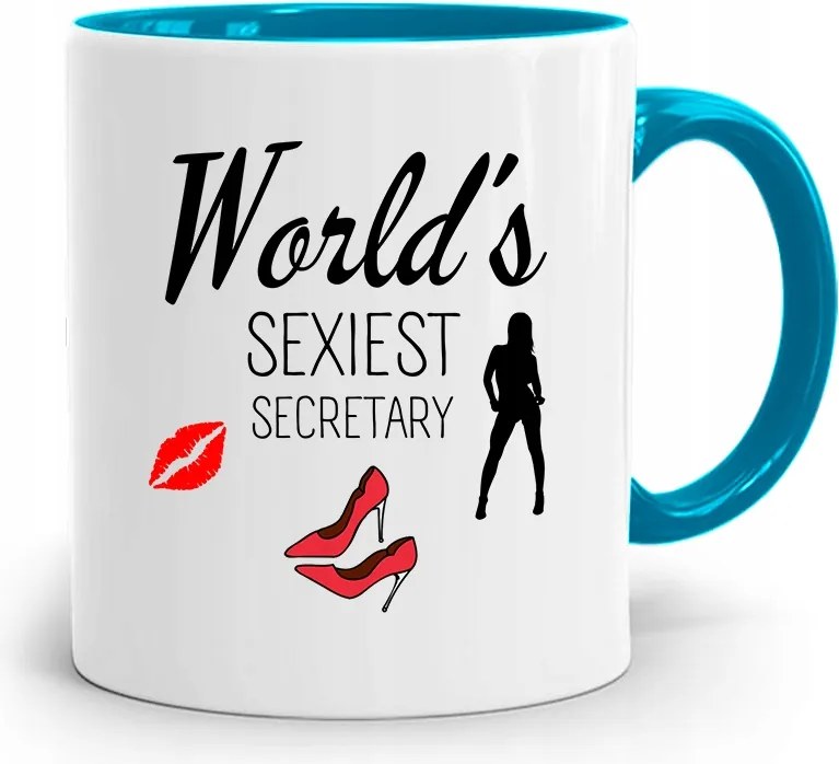 Kék Bögre Ajándék Szexiest Titkárnőnek, fényképes nyomattal
