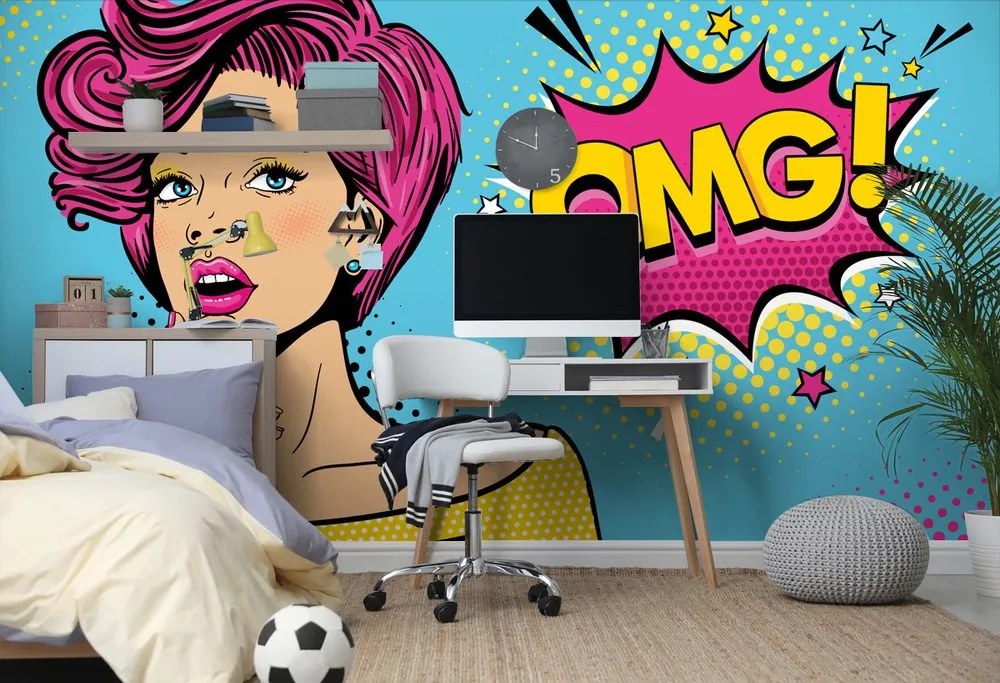 Öntapadó tapéta hölgy pop art stílusban - OMG!