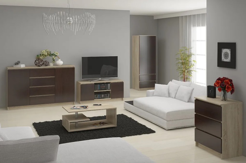TV asztal Dariel  (szonoma tölgy + wenge). Akció -12%. 1069395