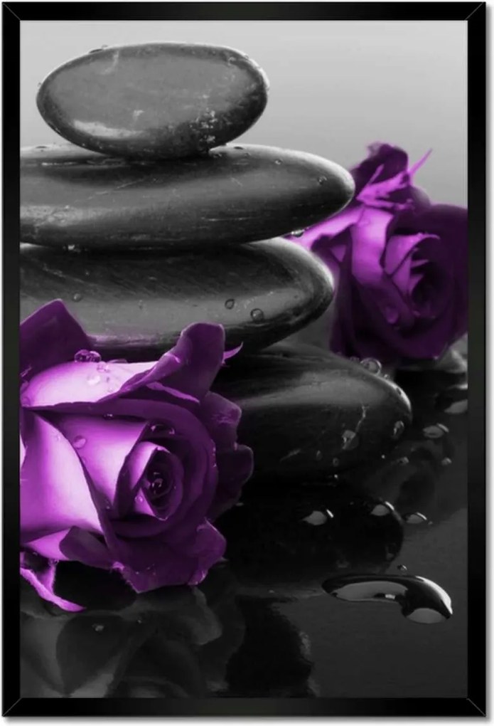 Poszter keretben 40x60 Lila rózsák Spa kő