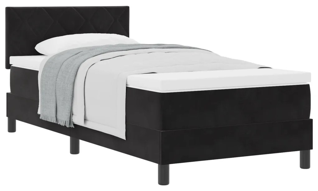 Boxspring Ágy Matracokkal Fekete 100x200 cm Bársony