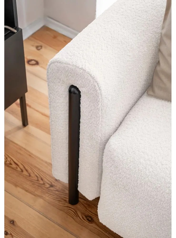 Krémszínű buklé kinyitható-tárolóhelyes kanapé 244 cm Arcadova – ELTAP