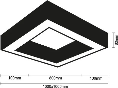 LED mennyezeti lámpatest LED/130W/230V 3000/4000/6500K 100x100 cm fekete