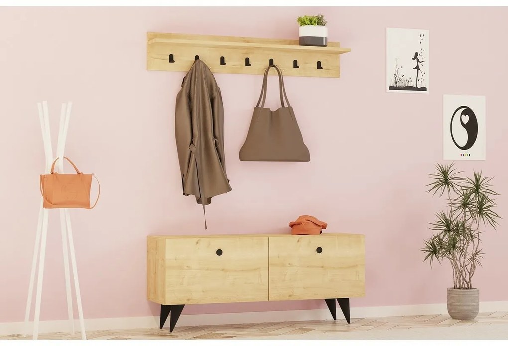 Fali akasztó cipővel Rupa Oak