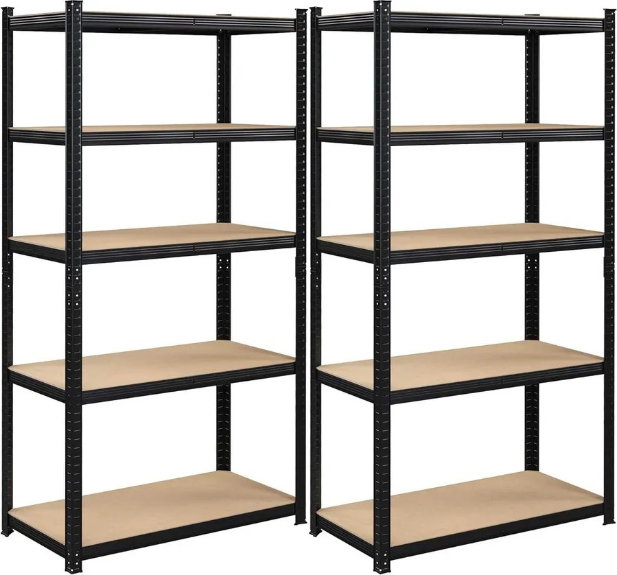 Nagy teherbírású tárolópolc szett (2 db), fekete