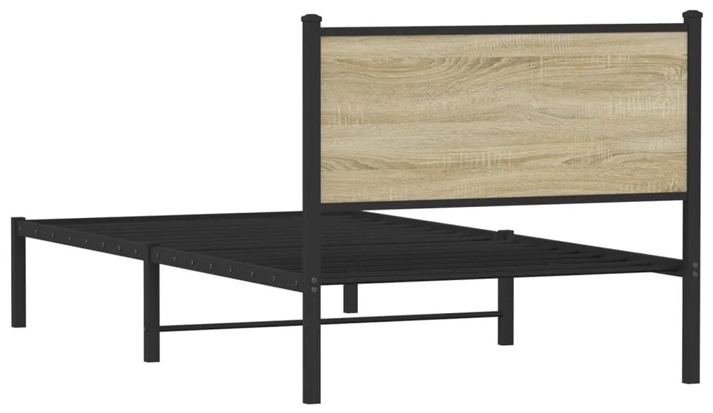 sonoma tölgy színű fém ágykeret matrac nélkül 100 x 200 cm