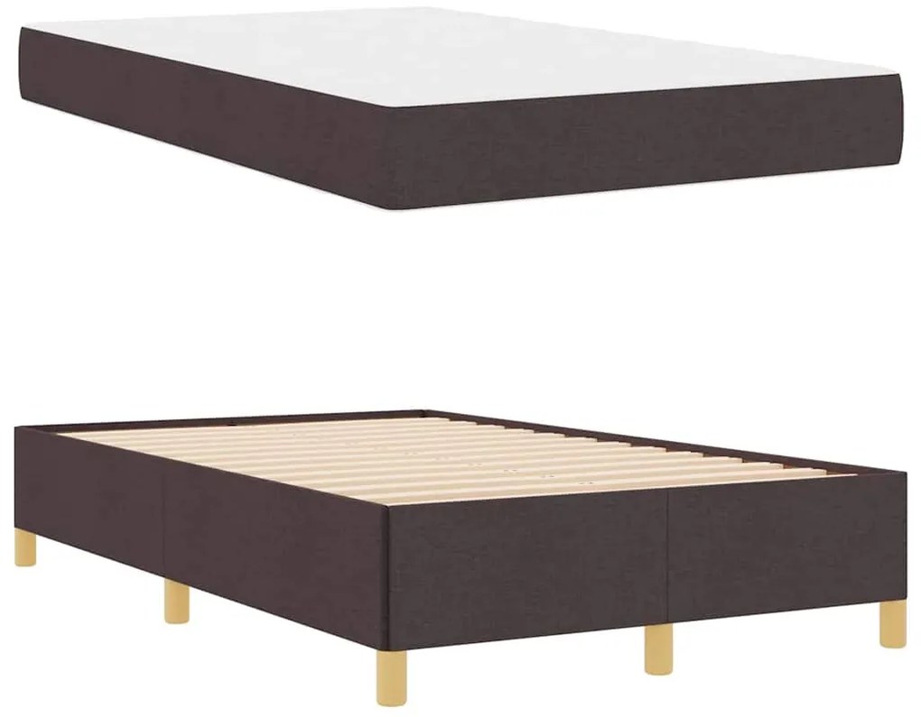 Boxrugós ágy Fehér és Sötétbarna 120 x 200 cm Poliészter