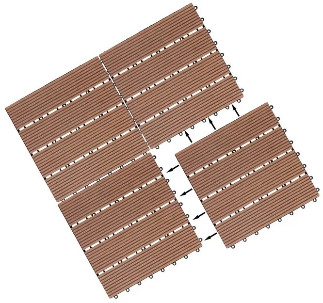 Deuba WPC burkolólapok - 11 darabos készlet, 30x30 cm klasszikus terakotta