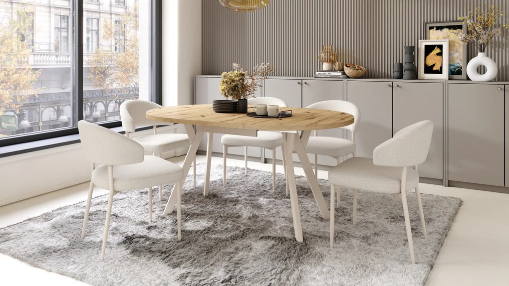 MAZZONI EXPORT IRIS Bézs (Basel 24 szövet)/bézs váz - MODERN KÁRPITOZOTT SZÉK BOHO STÍLUSÚ NAPPALIBA/ÉTKEZŐBE
