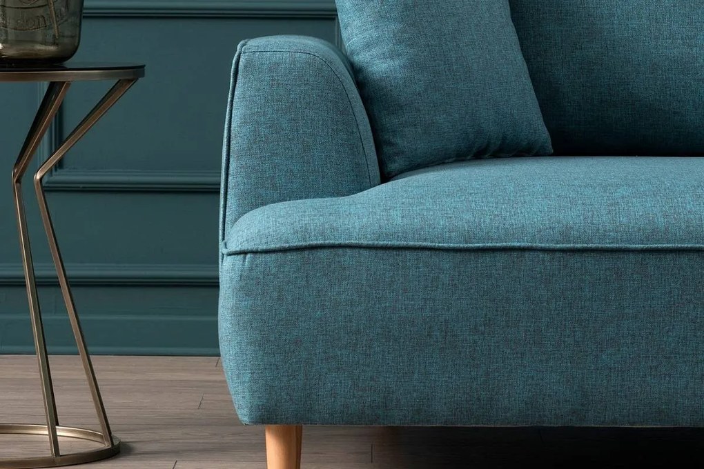 Design sarokkanapé Waldina 236 cm türkiz - bal oldalas
