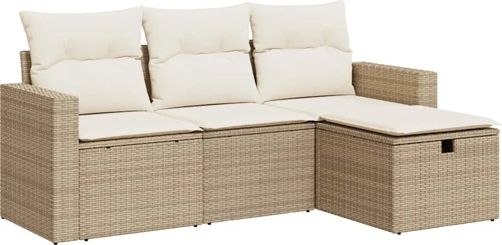 vidaXL 4 részes bézs polyrattan kerti ülőgarnitúra párnákkal