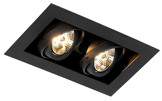 Modern beépített reflektor fekete 2-lámpás állítható - Oneon 70