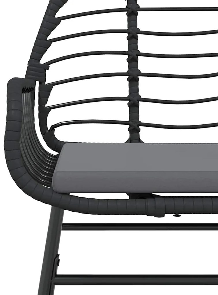 5 részes fekete polyrattan üveg kerti étkezőgarnitúra párnákkal