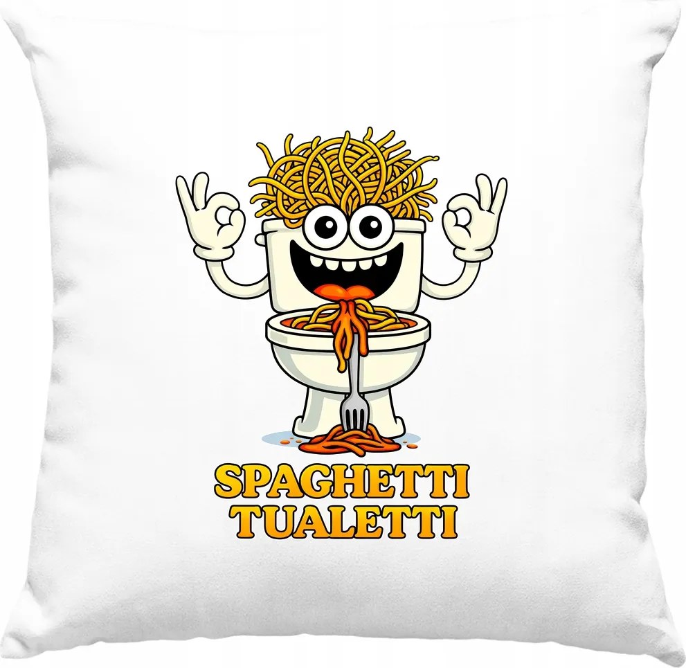Spagetti párna toilet meme fehér