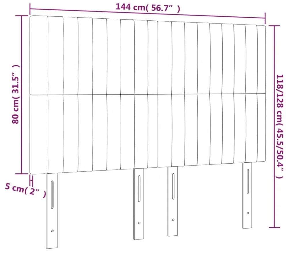 4 db fekete bársony fejtámla 72 x 5 x 78/88 cm