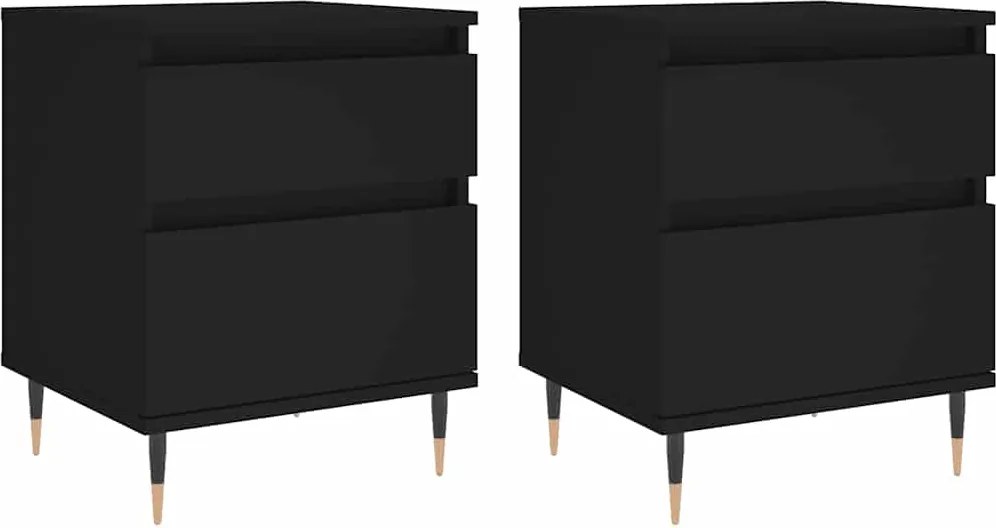 vidaXL 2 db fekete szerelt fa éjjeliszekrény 40 x 35 x 50 cm