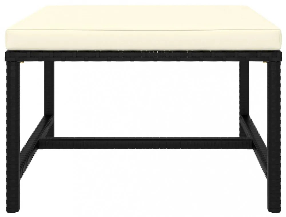vidaXL 5 részes fekete polyrattan kerti bútorszett párnákkal