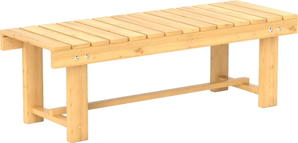 Outsunny Kerti Pad, 2-Fős Pad, Kültéri Bútor, Rusztikus Pad, Masszív Fa, Természetes, 110 x 38 x 35 cm | Aosom