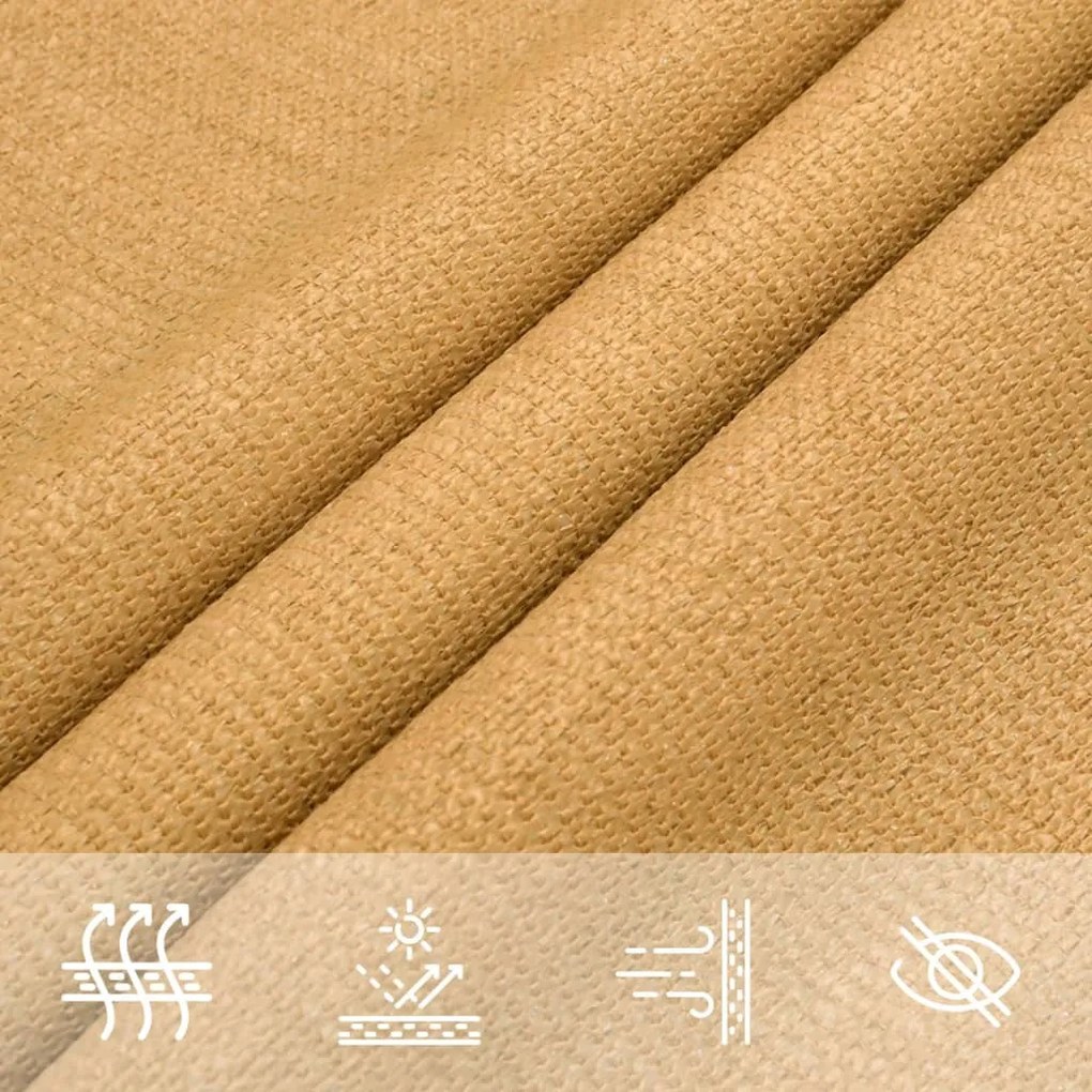 homokszínű négyszögletű HDPE napvitorla 160 g/m² 2x3 m