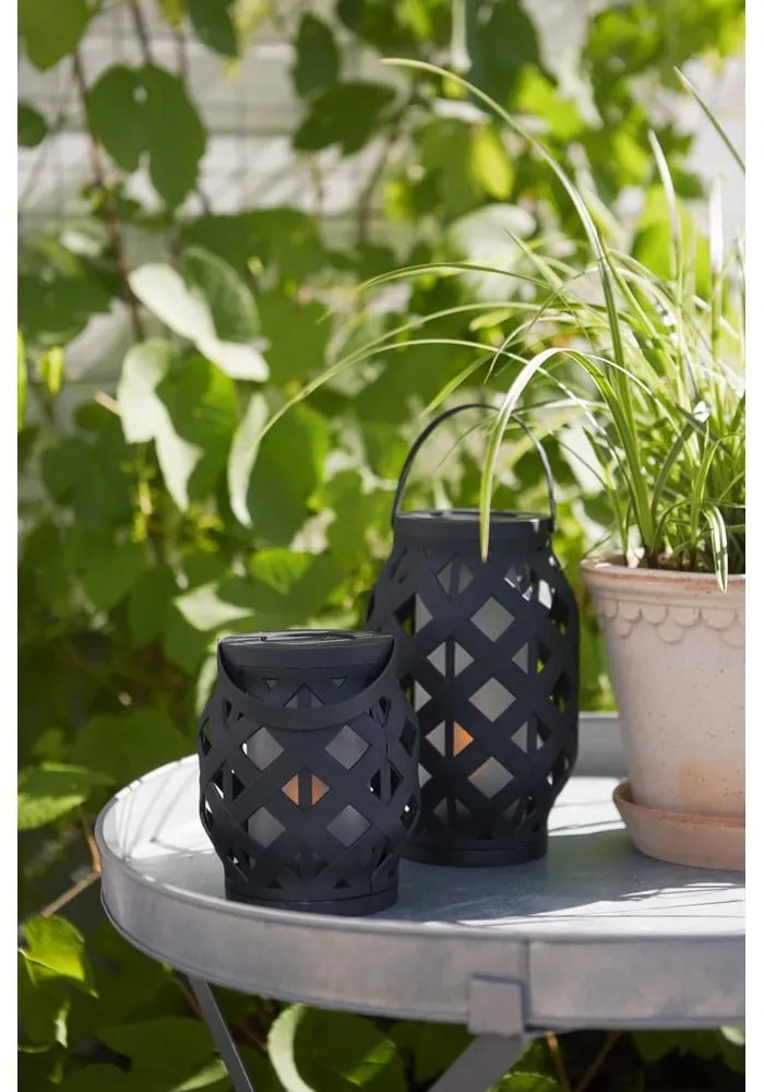 Flame Lantern fekete lámpás, magasság 16 cm - Star Trading