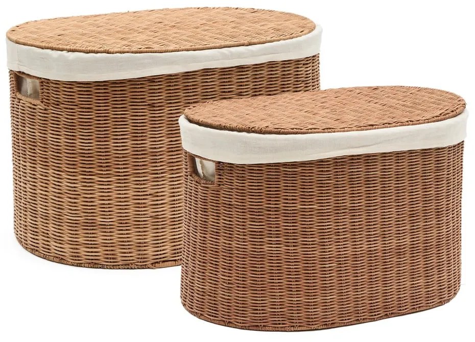 Rattan tárolókosár szett 2 db-os 50x36x32 cm Indali – Kave Home