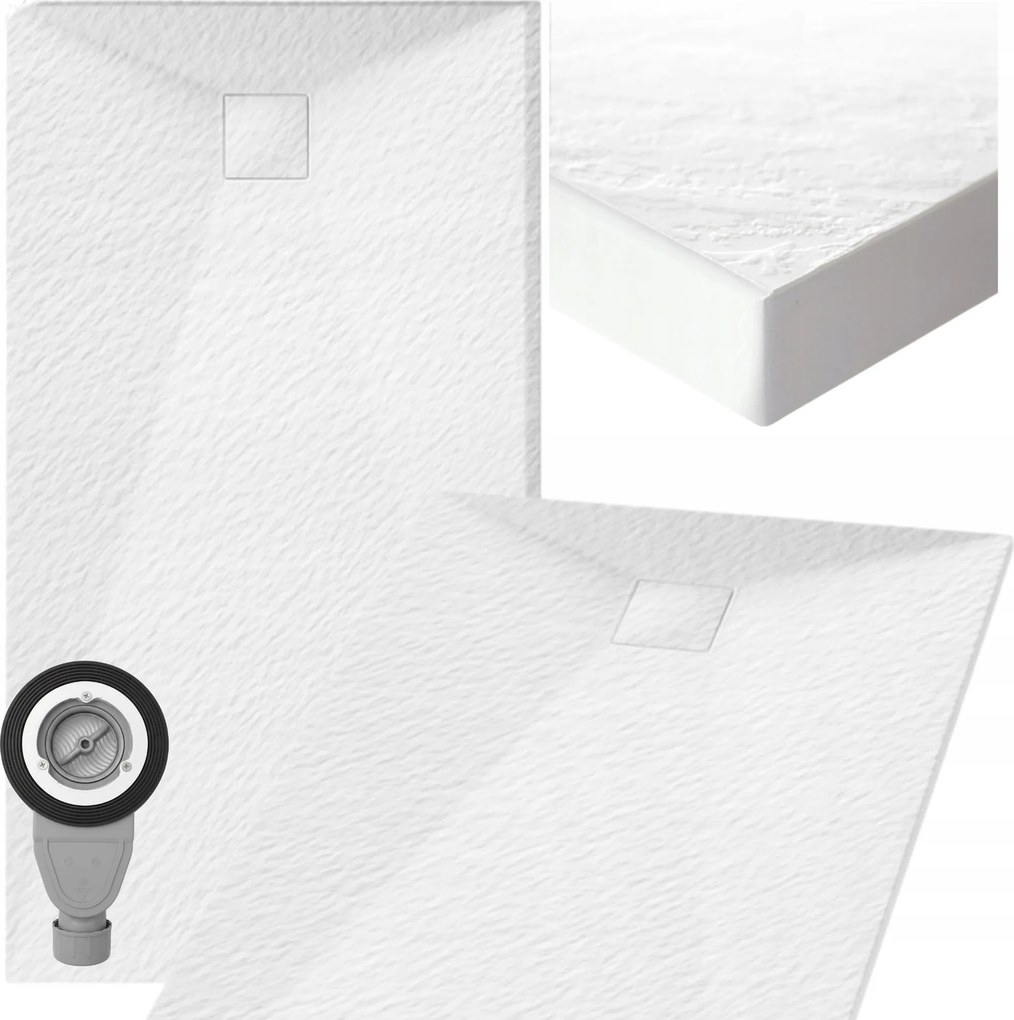 Zuhanytálca Kő szerkezet téglalap alakú 120x90 cm Fehér Teja