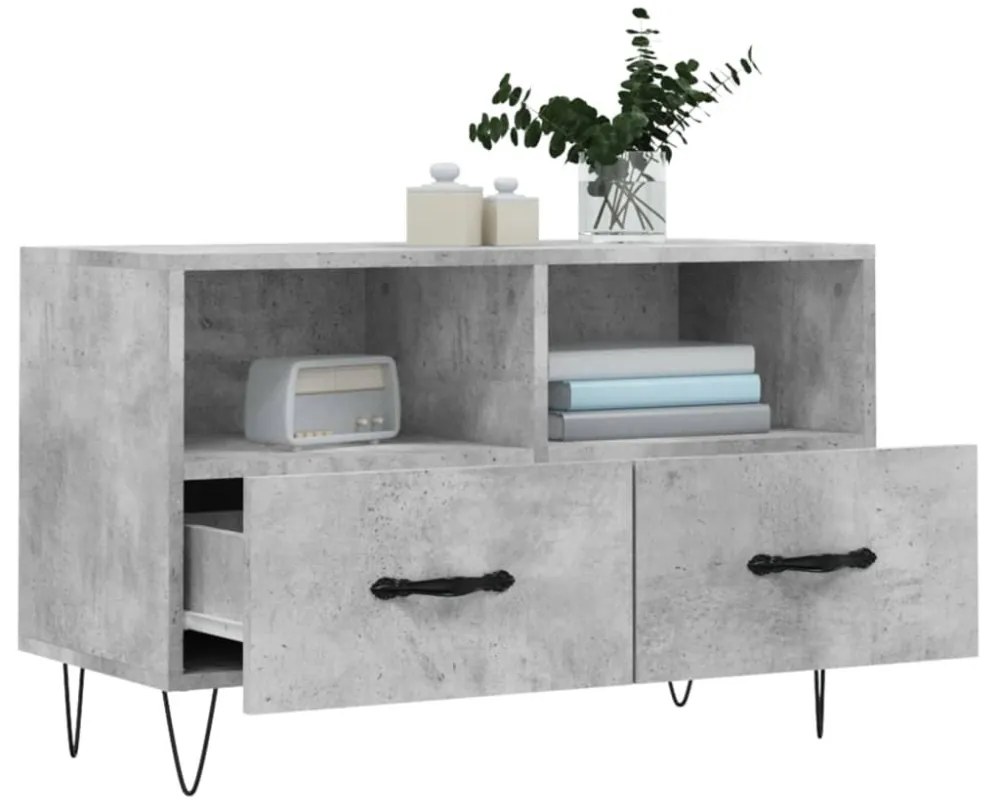 betonszürke szerelt fa TV-szekrény 80 x 36 x 50 cm