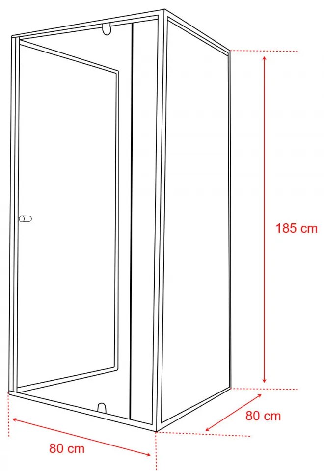 Flexi 80x80 cm falsíkra szerelhető szögletes zuhanykabin zuhanytálca nélkül