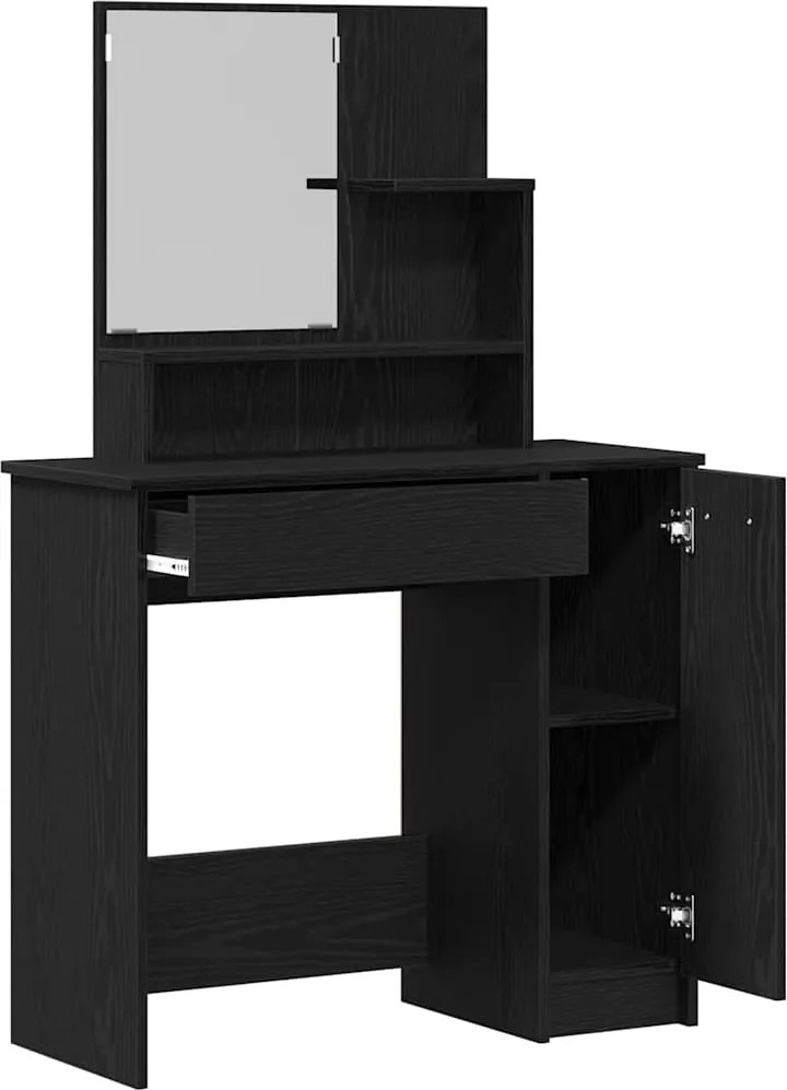 vidaXL Öltözködőasztal fiókkal Fekete tölgy 86,5 x 35 x 136 cm Faanyag