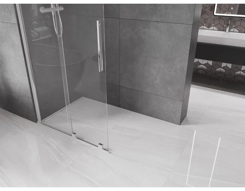 Mexen Velar, tolóajtó a nyílásba Walk-In típusú 80 cm, 8 mm átlátszó üveg, króm, 871-080-000-03-01