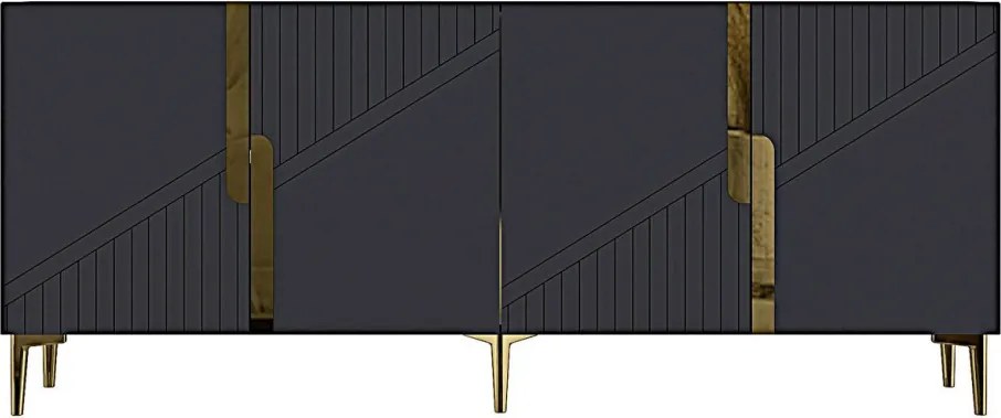 Evva komód, antracit-arany, 125 cm