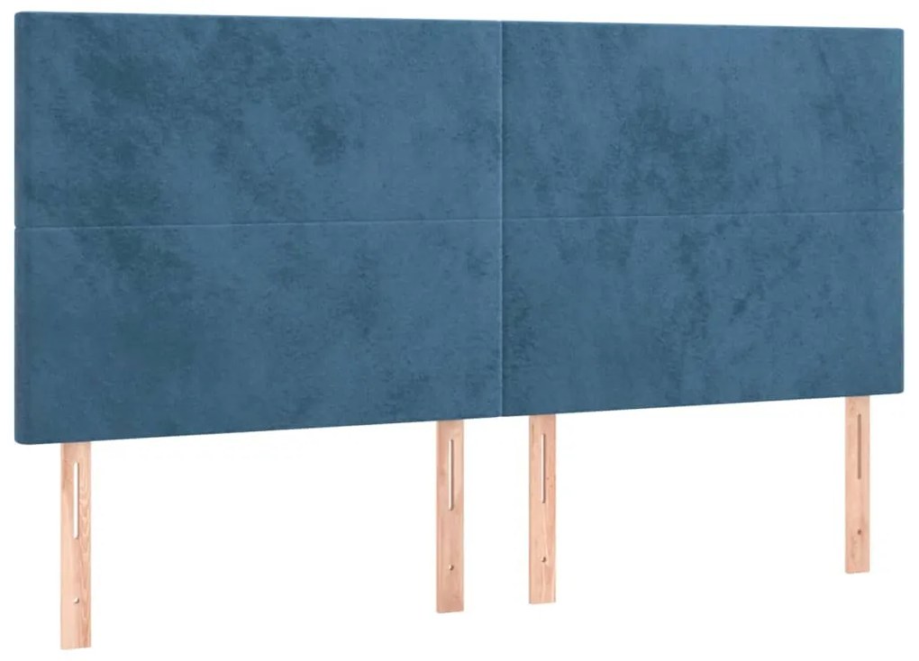 4 db sötétkék bársony fejtámla 80 x 5 x 78/88 cm