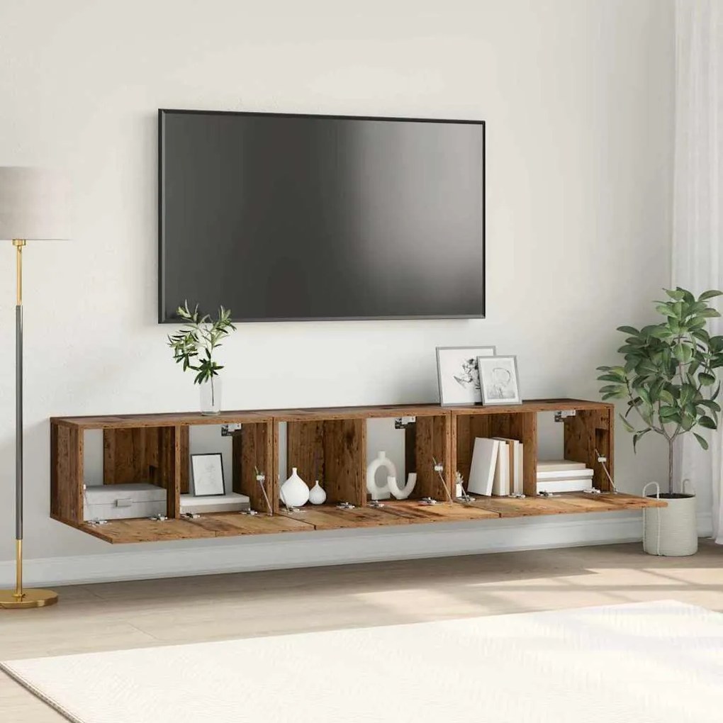 TV szekrény 3 pcs Barna 60 x 30 x 30 cm Faanyag