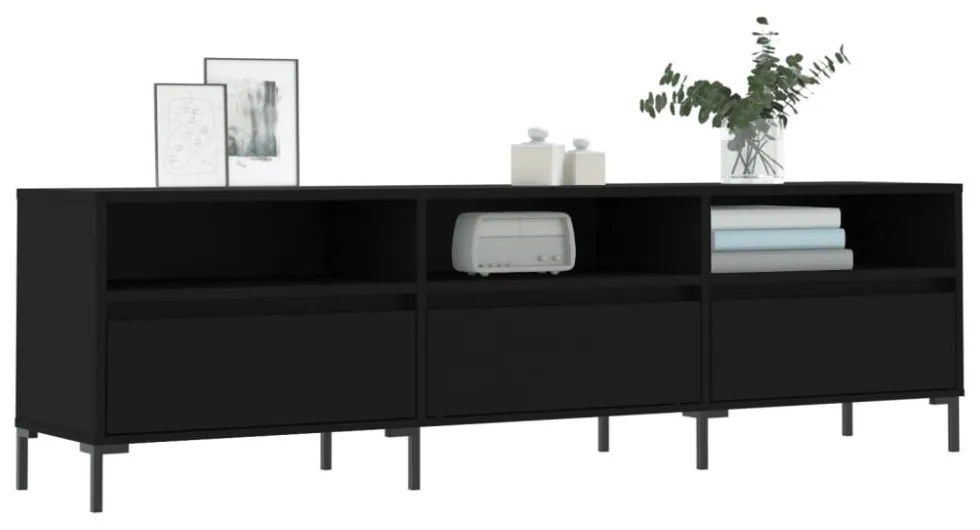 fekete szerelt fa TV-szekrény 150 x 30 x 44,5 cm