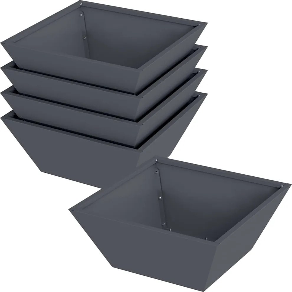vidaXL Kerti cserép 5 pcs Antracit 40 x 40 x 15 cm