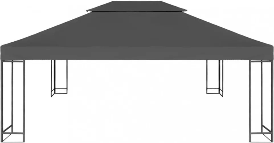antracitszürke kétszintes pavilon tetőponyva 310 g/m² 4 x 3 m