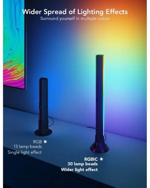 Govee - SMART LED RGBIC Panel 38cm TV-hez 43-75" - 2 db Wi-Fi