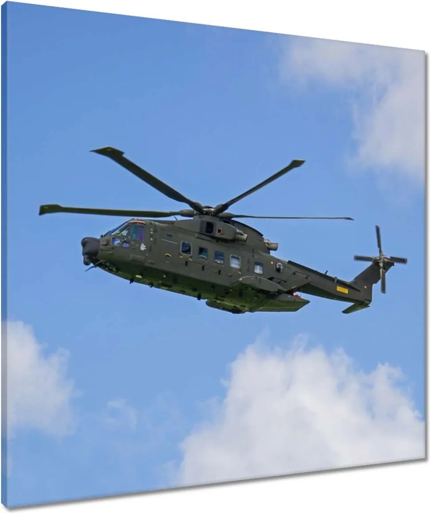 Vászonkép 70x70 Katonai helikopter a levegőben Repülő felszerelés