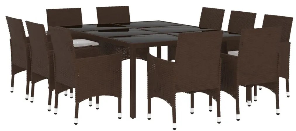 11 részes barna polyrattan kültéri étkezőgarnitúra