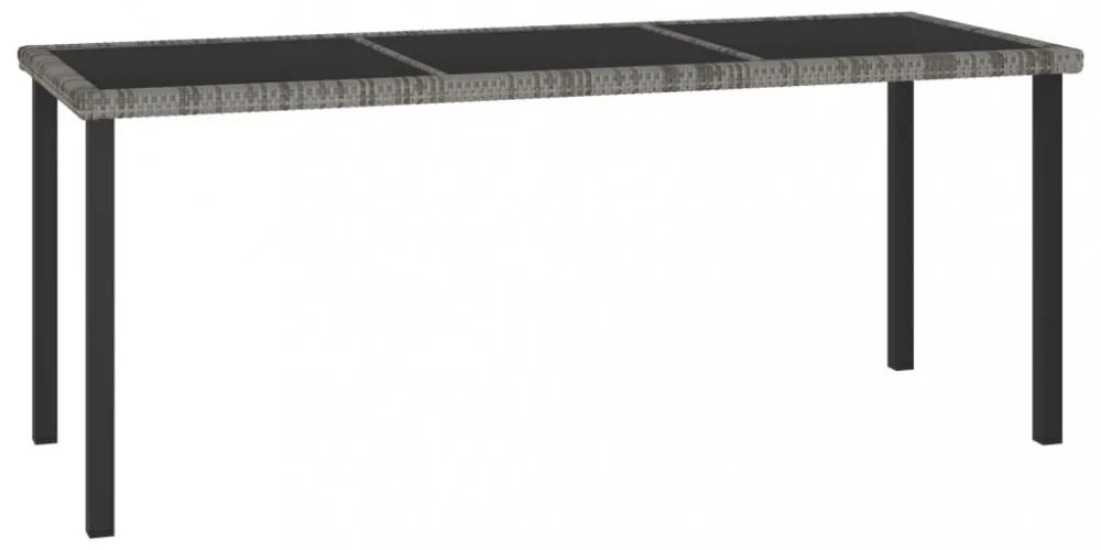 szürke polyrattan kerti étkezőasztal 180 x 70 x 73 cm