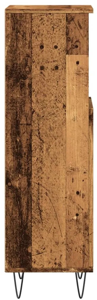 Antik fa színű szerelt fa fürdőszobaszekrény 30 x 30 x 100 cm